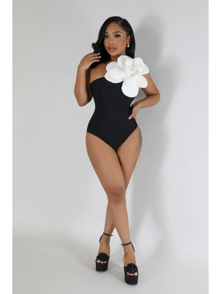 Sexy Contrast Color 3D Flowers Strapless Bodysuits