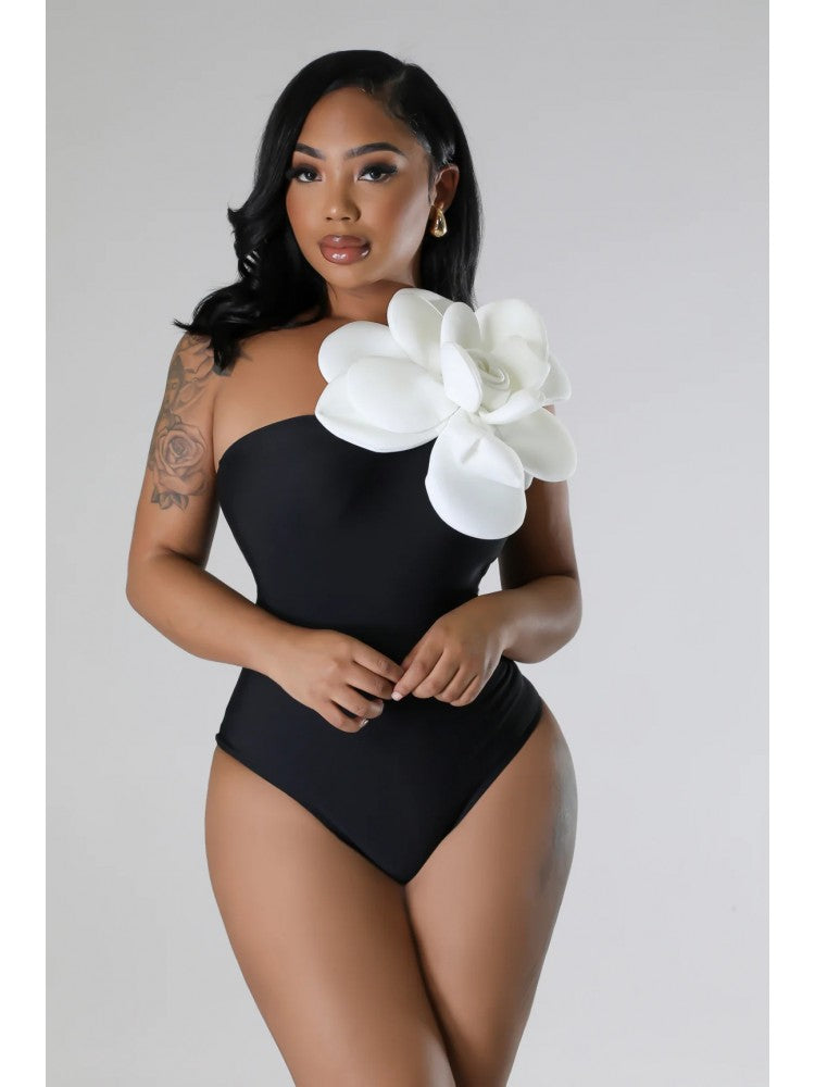 Sexy Contrast Color 3D Flowers Strapless Bodysuits