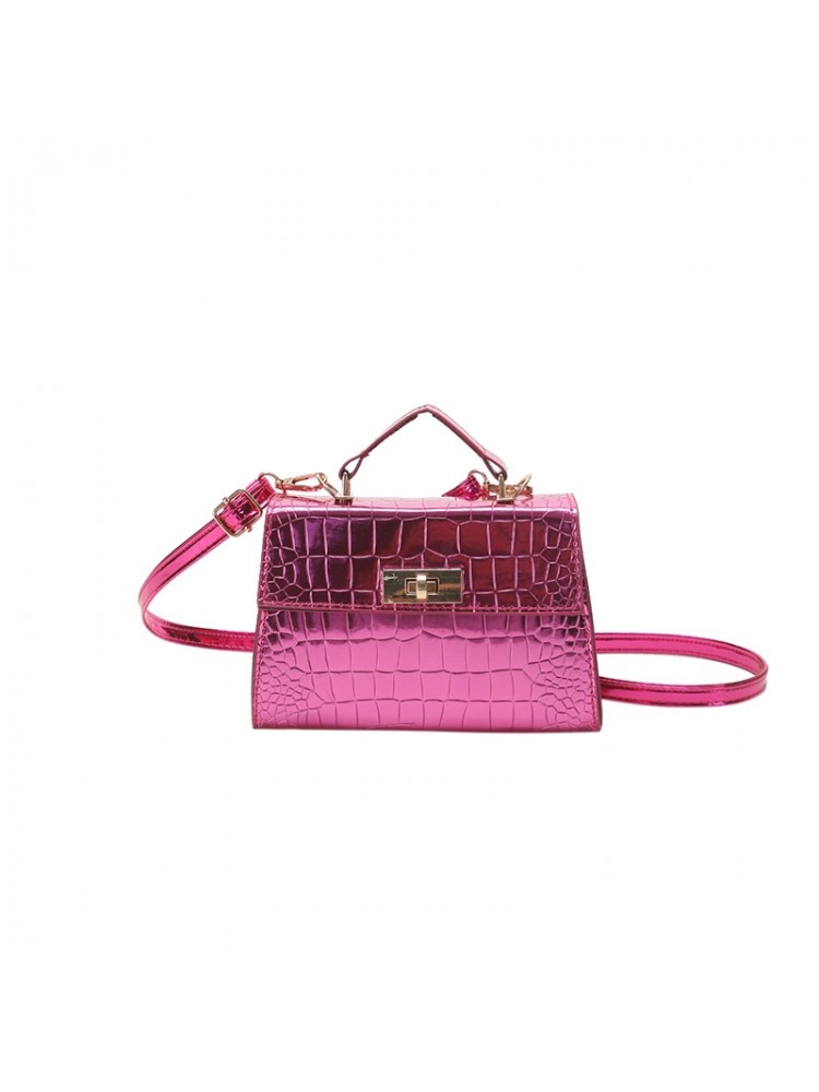 Crocodile Style Print Small Metallic PU Satchels Shoulder Handbags