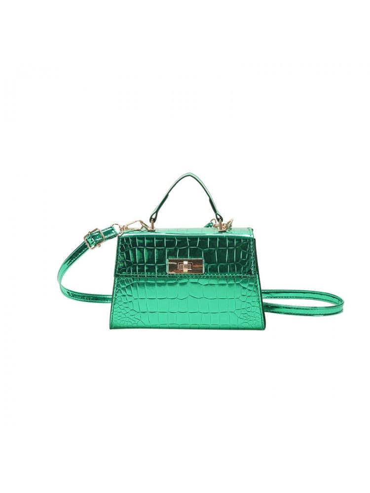 Crocodile Style Print Small Metallic PU Satchels Shoulder Handbags