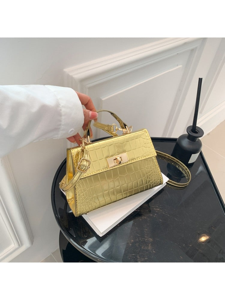 Crocodile Style Print Small Metallic PU Satchels Shoulder Handbags