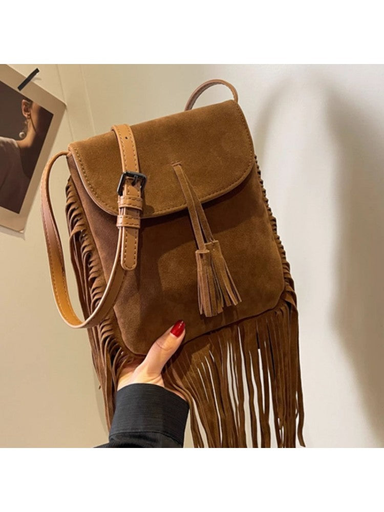 Western Fringe Solid Color Cowgirl Fashion Shoulder Handbags