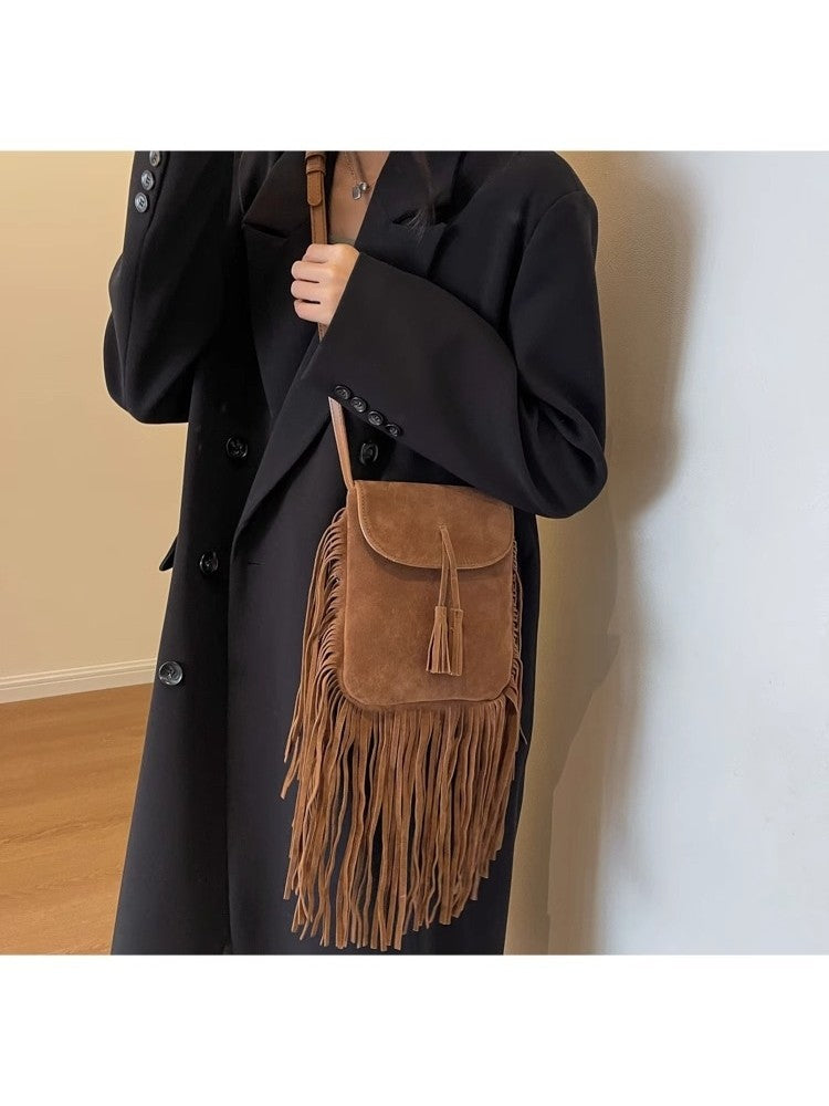 Western Fringe Solid Color Cowgirl Fashion Shoulder Handbags