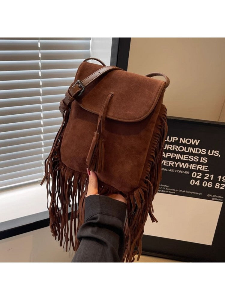 Western Fringe Solid Color Cowgirl Fashion Shoulder Handbags