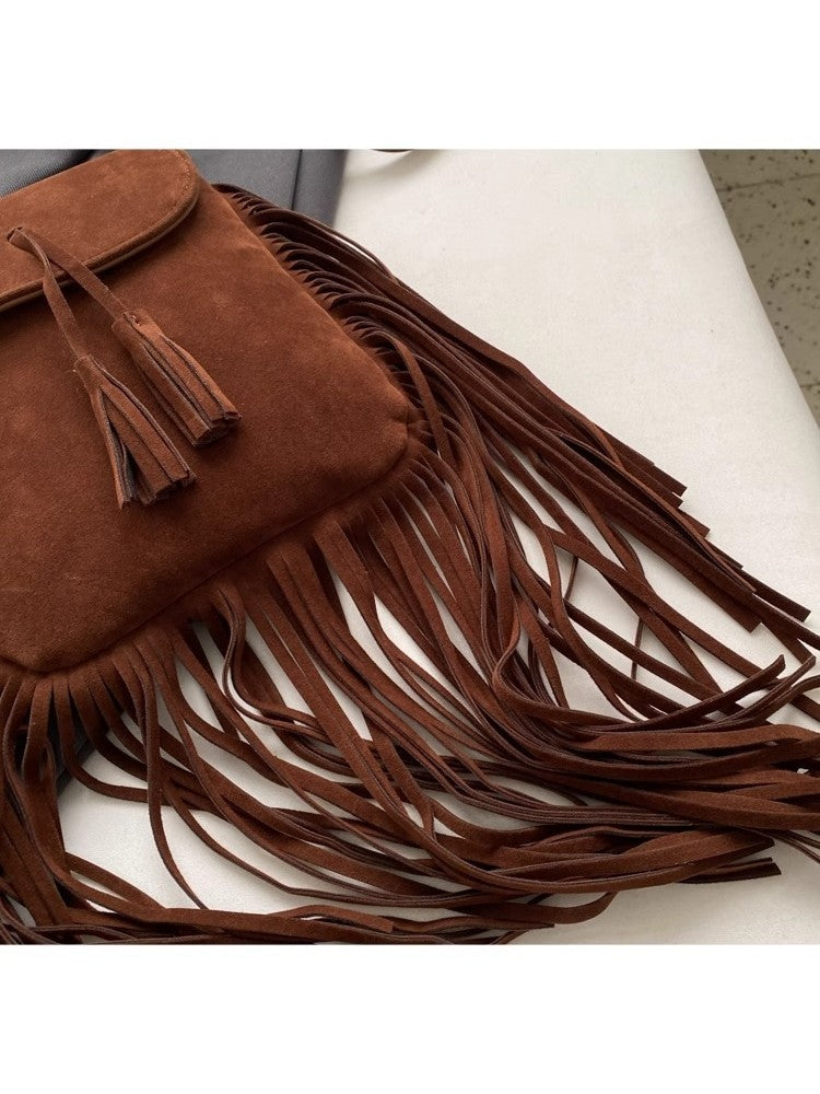 Western Fringe Solid Color Cowgirl Fashion Shoulder Handbags