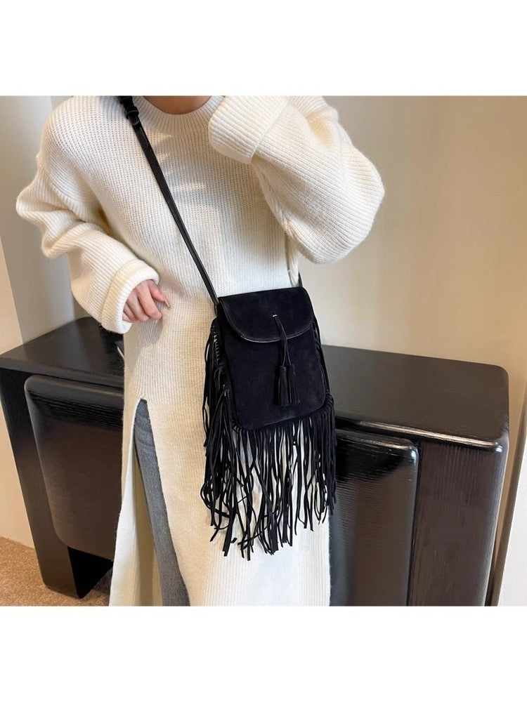 Western Fringe Solid Color Cowgirl Fashion Shoulder Handbags