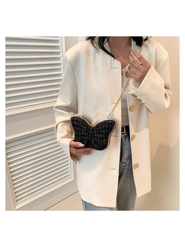 Chain Tiny Butterfly Pattern 3D Casual Shoulder Handbags