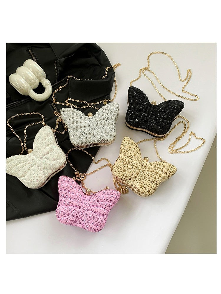 Chain Tiny Butterfly Pattern 3D Casual Shoulder Handbags