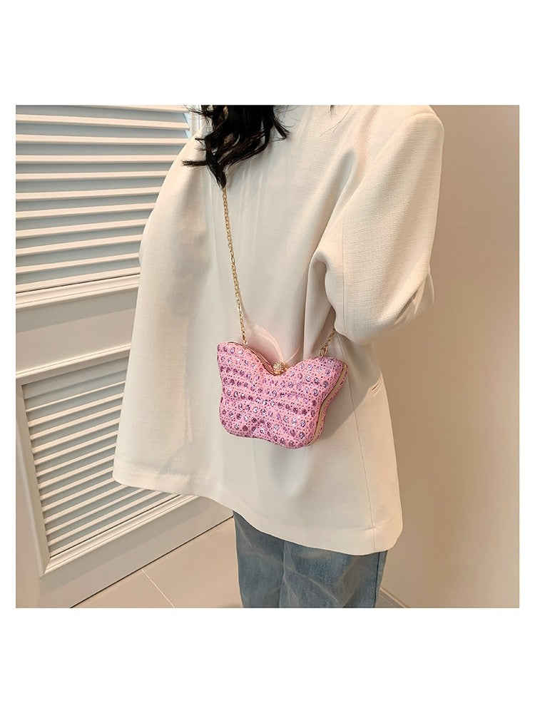 Chain Tiny Butterfly Pattern 3D Casual Shoulder Handbags