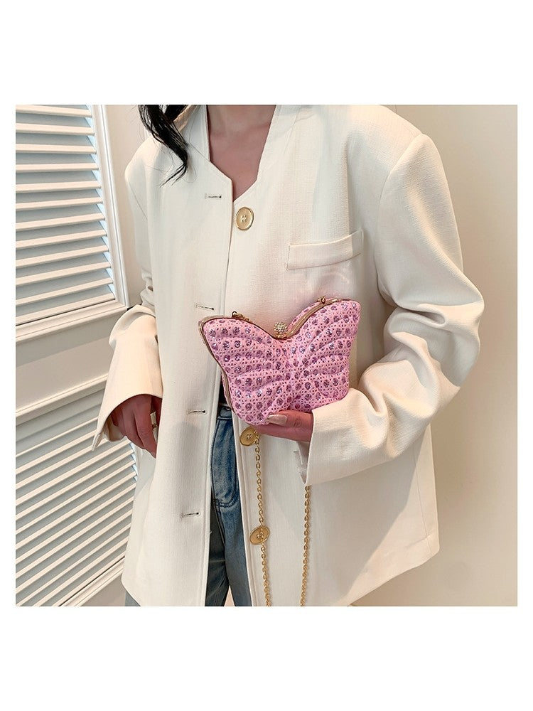 Chain Tiny Butterfly Pattern 3D Casual Shoulder Handbags