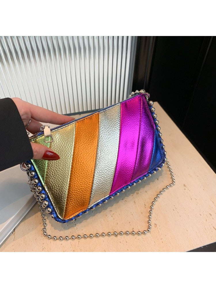 Rainbow Chain Colorblock PU Satchels