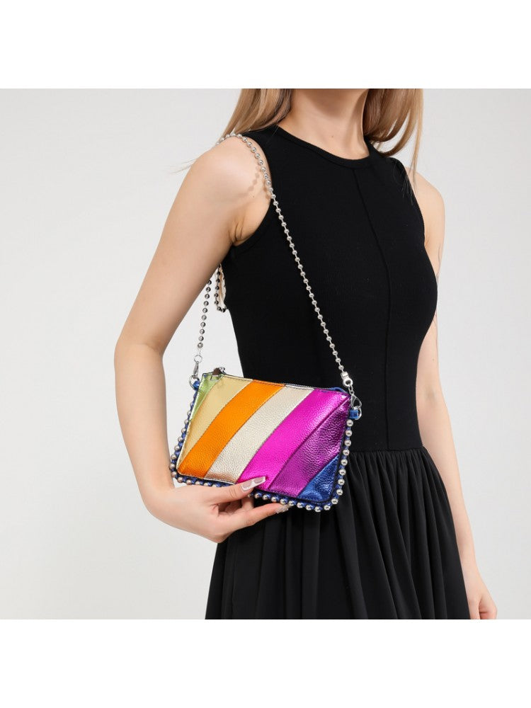 Rainbow Chain Colorblock PU Satchels