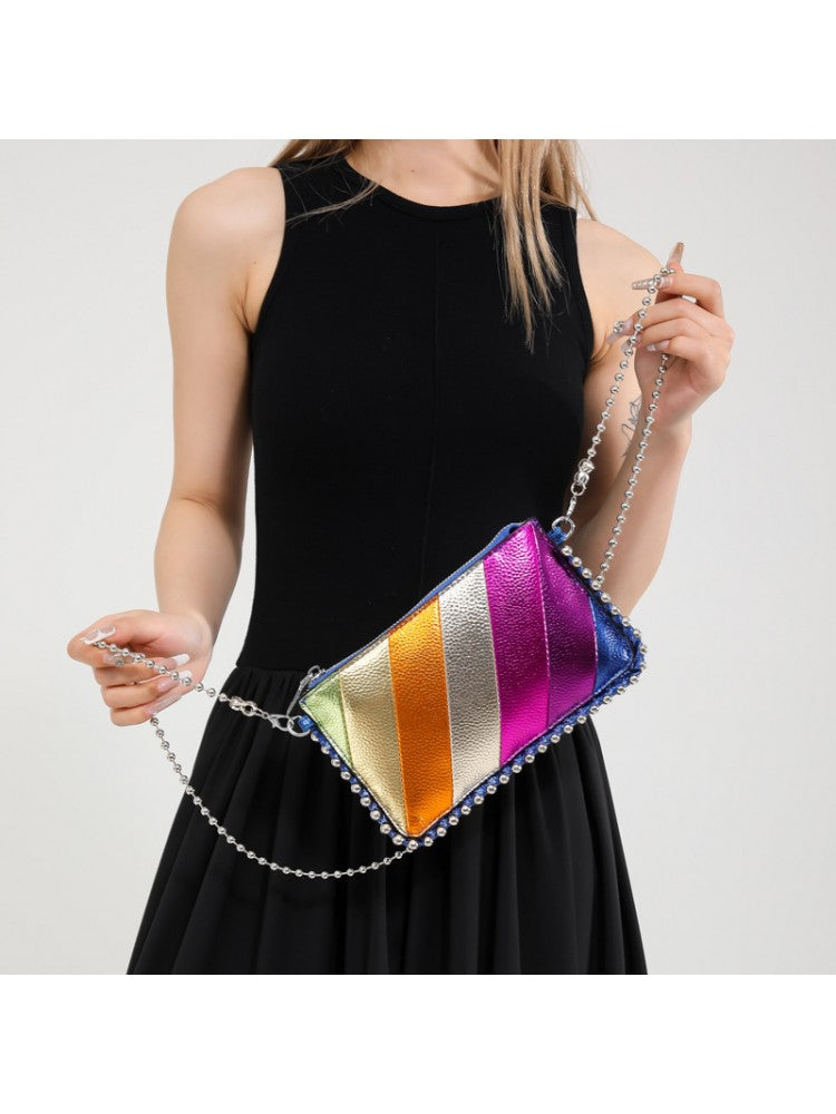 Rainbow Chain Colorblock PU Satchels