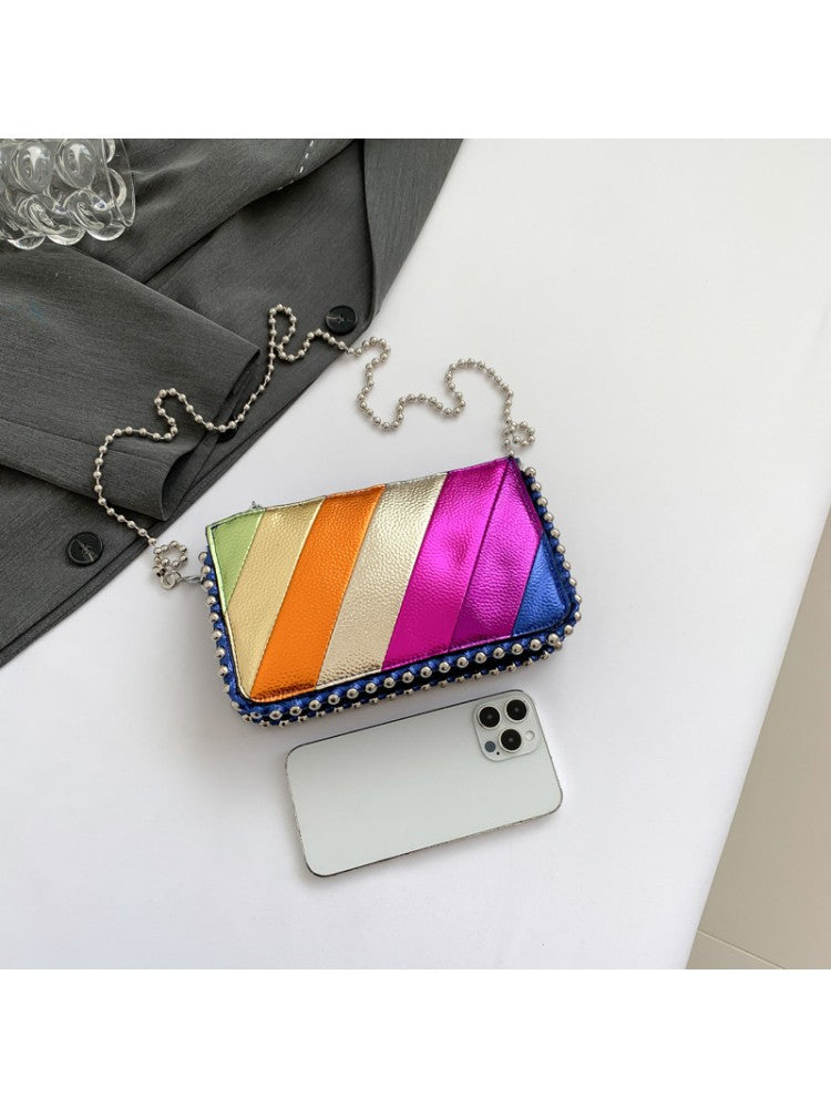 Rainbow Chain Colorblock PU Satchels