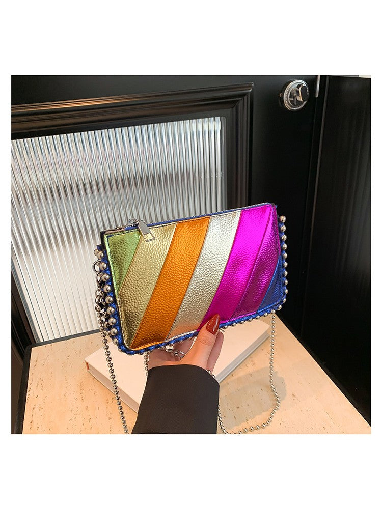 Rainbow Chain Colorblock PU Satchels