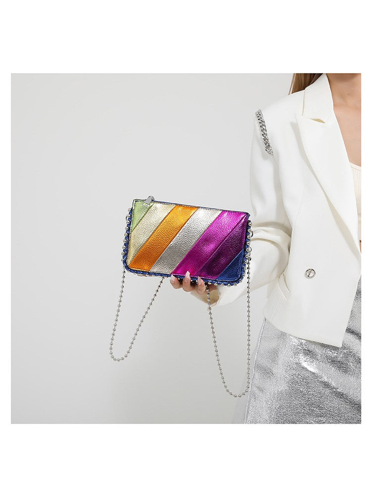 Rainbow Chain Colorblock PU Satchels