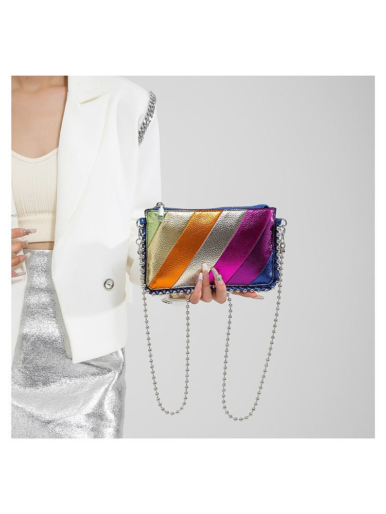 Rainbow Chain Colorblock PU Satchels