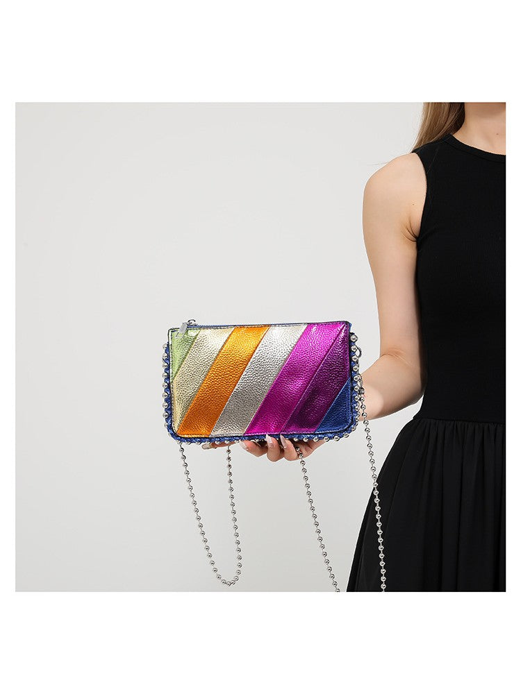 Rainbow Chain Colorblock PU Satchels