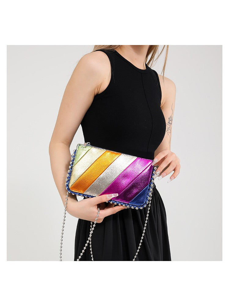 Rainbow Chain Colorblock PU Satchels