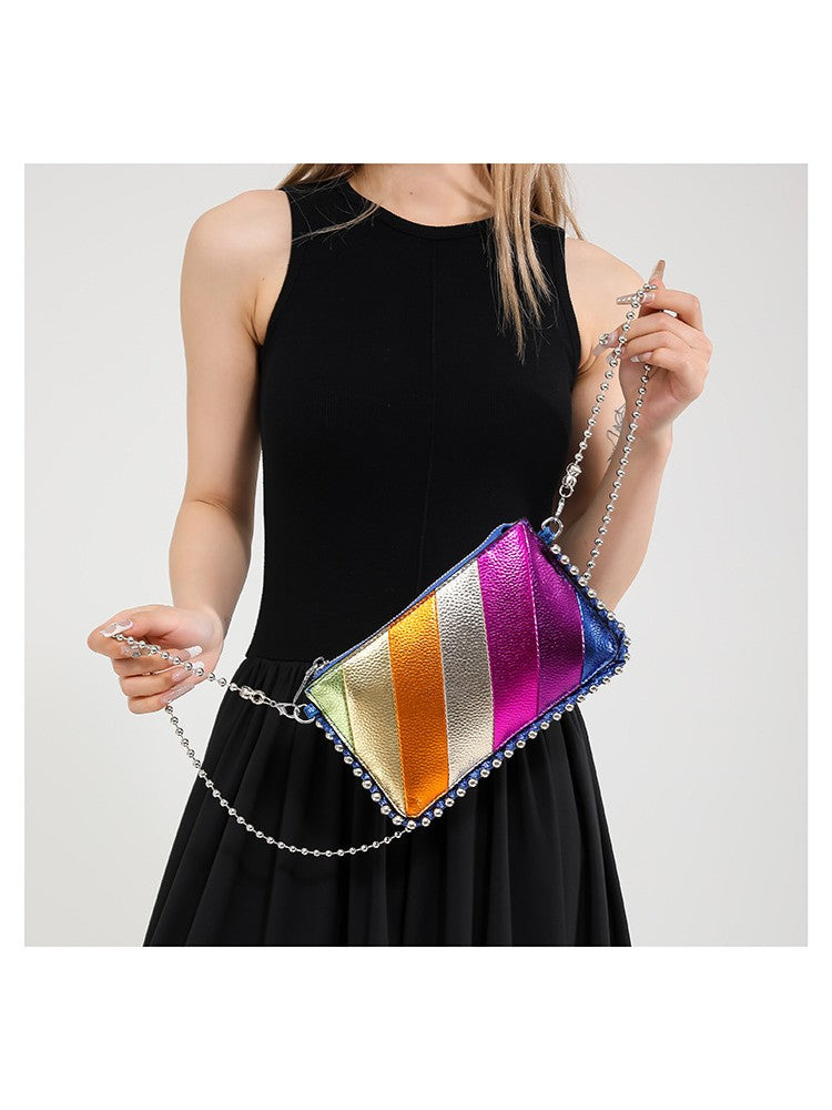 Rainbow Chain Colorblock PU Satchels