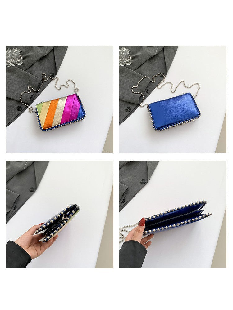 Rainbow Chain Colorblock PU Satchels