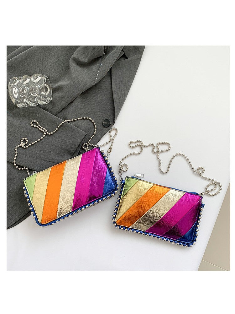 Rainbow Chain Colorblock PU Satchels