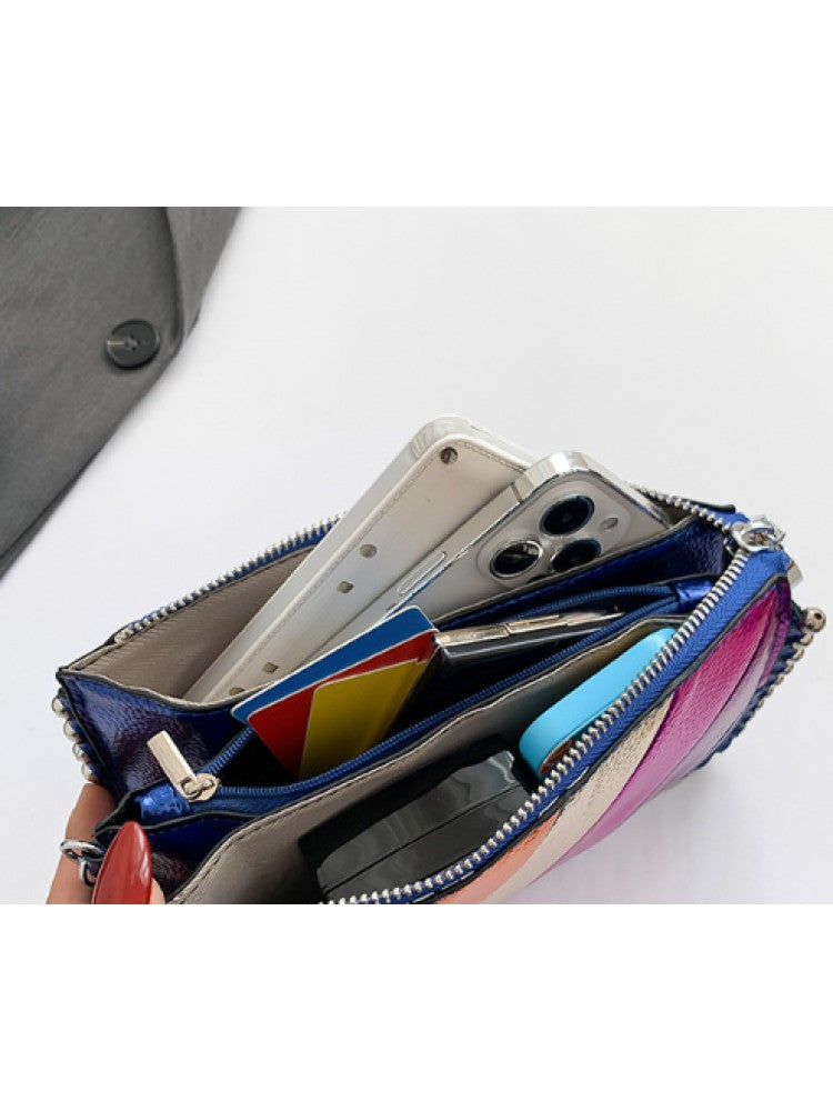 Rainbow Chain Colorblock PU Satchels