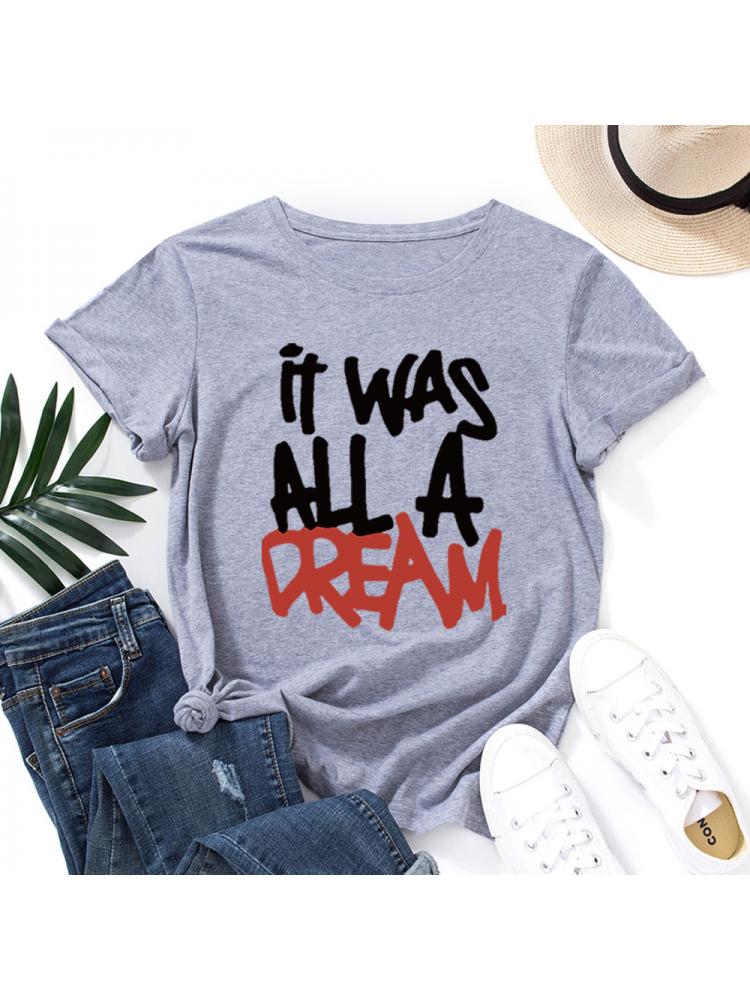 A Dream Lettered Crewneck Loose T-shirts