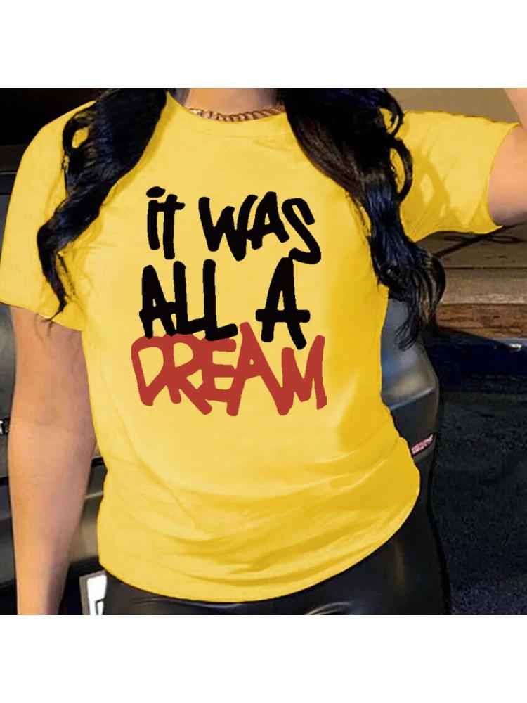 A Dream Lettered Crewneck Loose T-shirts