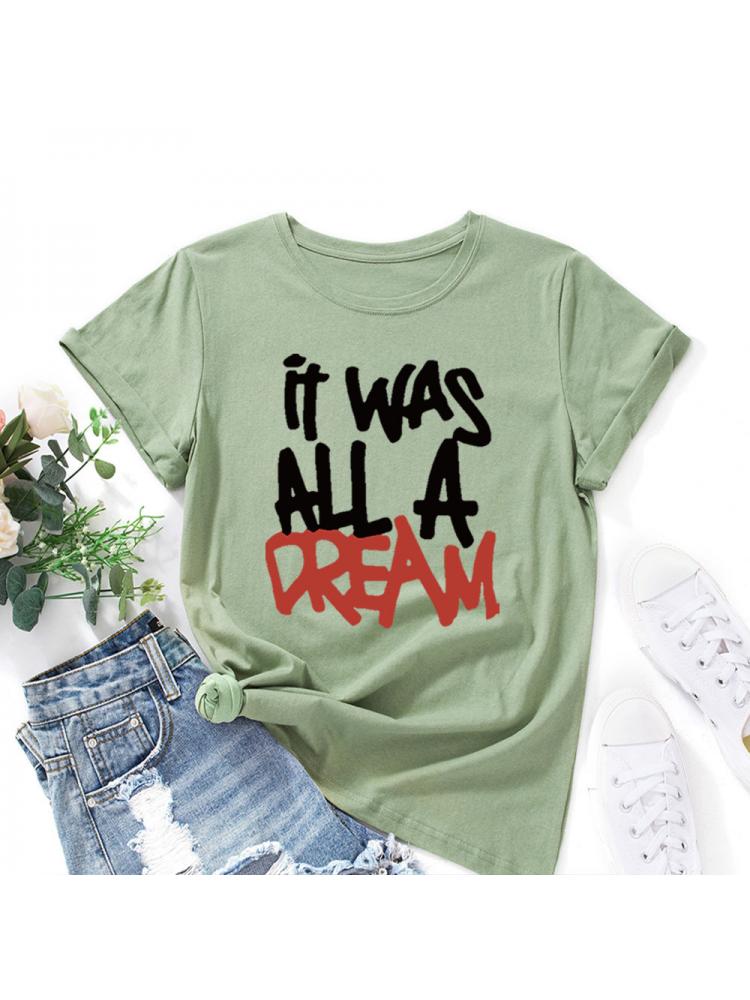 A Dream Lettered Crewneck Loose T-shirts