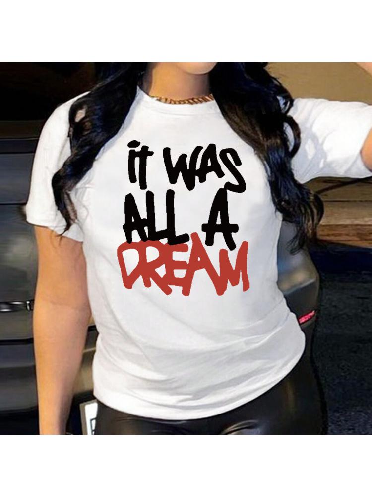 A Dream Lettered Crewneck Loose T-shirts