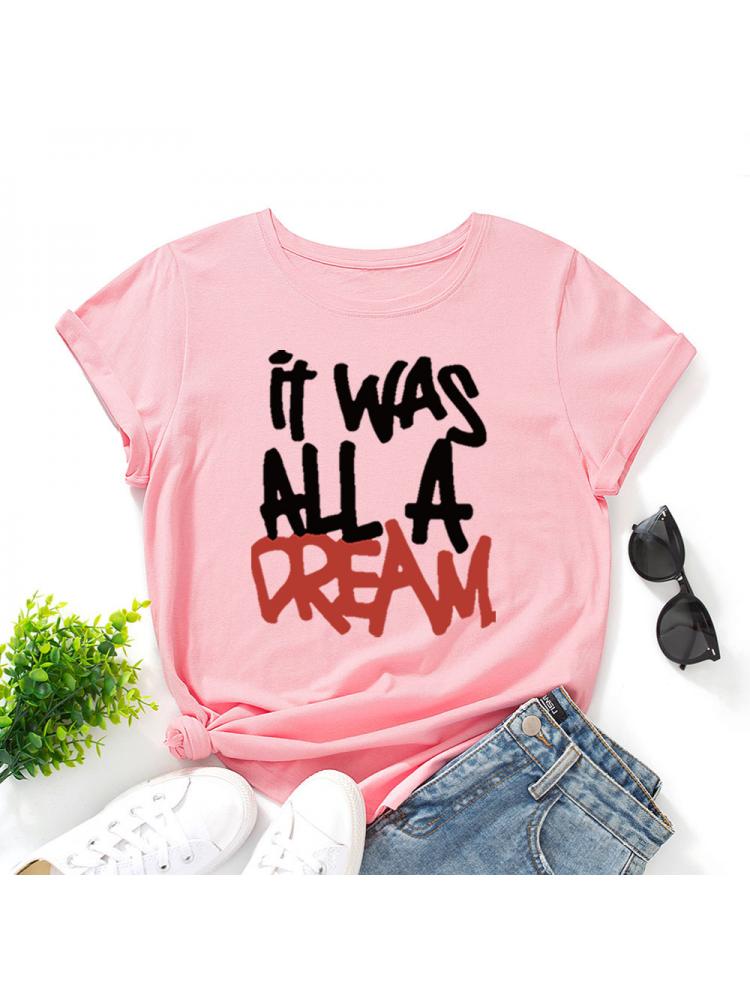 A Dream Lettered Crewneck Loose T-shirts