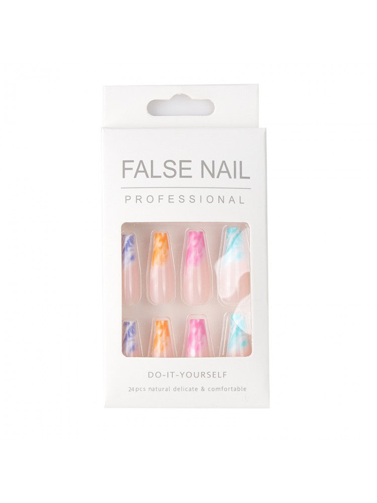 Colorful Rainbow Dyeing Detachable Artificial False Nail Sets