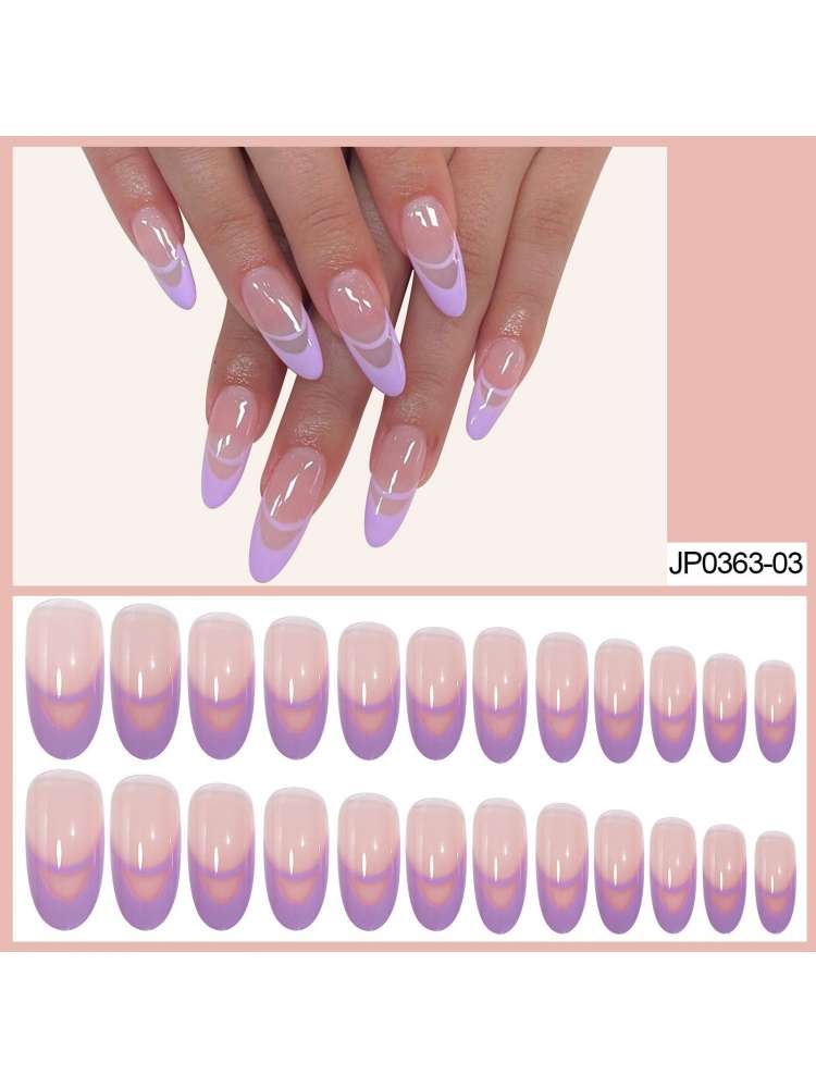 24pcs*2 French Tip Press On Nails Almond Press On Nails Short Glue On Nails For Women Gift