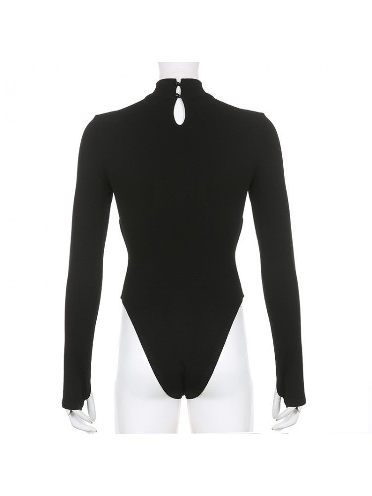 Hollow Out Crewneck Bodycon Bodysuits