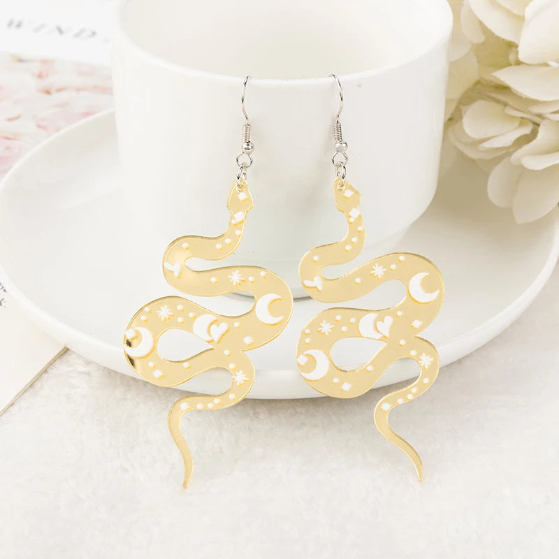 1 Pair Creative Halloween Charm Drop Earrings – Acrylic Magic Snake Design, Women's Jewelry Holiday Gifts