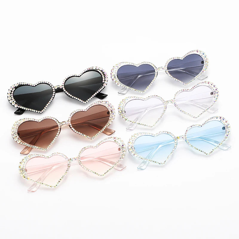 2024 New Water Diamond Sunglasses - Candy Color Design Large Frame Eyeglasses for Women | Luxury Brand Rhinestone Shades