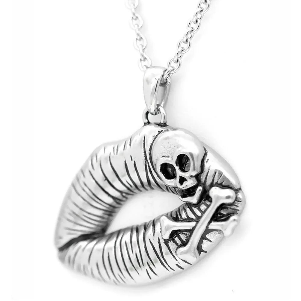 Retro Creative Trend Lips Skull Pendant Necklace - Unisex Punk Style Street Niche Jewelry