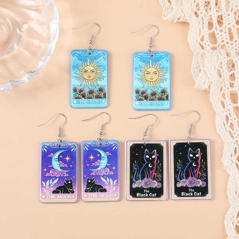 1Pair Women Drop Earrings Tarot Deck Jewelry