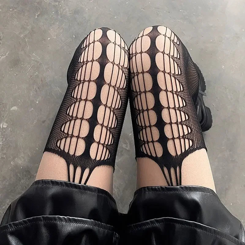 Women Punk Tights Stockings Sexy Hollow Out Fishnet Mesh Pantyhose Gothic Lolita Girls Calcetines Club Party Fish Net Stockings