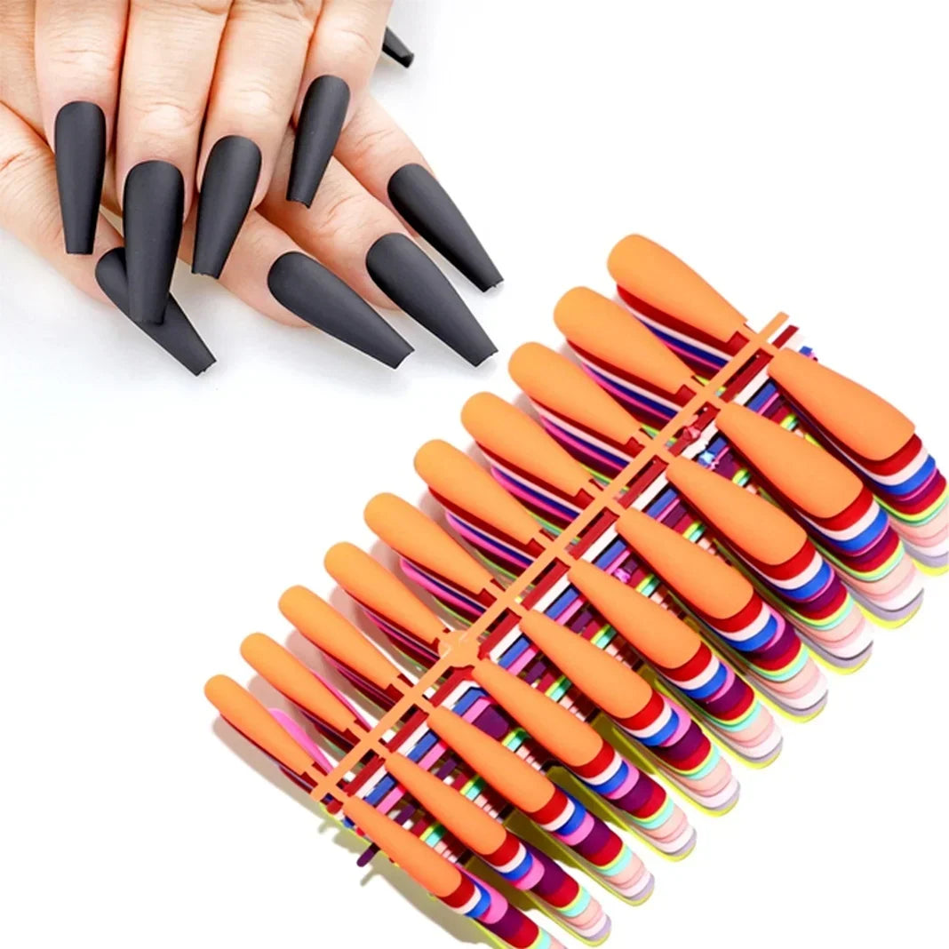 20 Pcs Set Solid Color Matte Coffin Fake Nails – Press On False Nails for Manicure and Nail Extensions