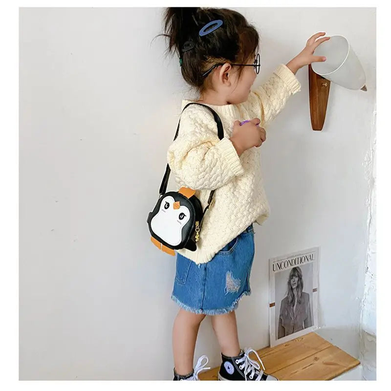 Smol Penguin 3D Novelty Fashion Crossbody Handbag With Matching Strap - Suitable for Children And Adults