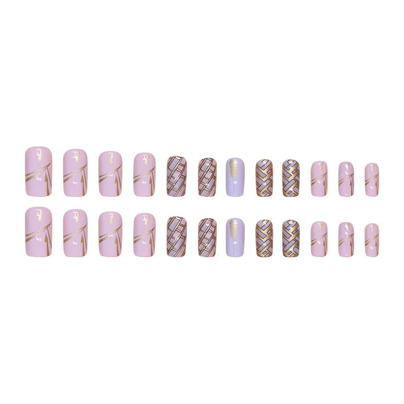 24pcs New Ballerina Fake Nails French Detachable With design False Nails Full Cover Press on Nails DIY Nail Tips