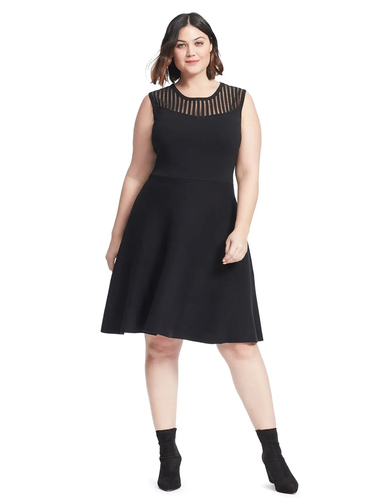 Plus Size Sleeveless Summer Tank Dress - Elegant O-Neck Elastic Waist Fit and Flare A-Line Office Dress