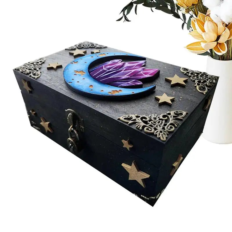 Halloween Wooden Storage Bins - Crate Candy Container Key Hider Jewelry Box Decorative Portable Treasure Storage