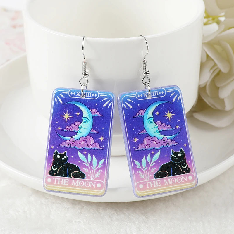 1Pair Women Drop Earrings Tarot Deck Jewelry