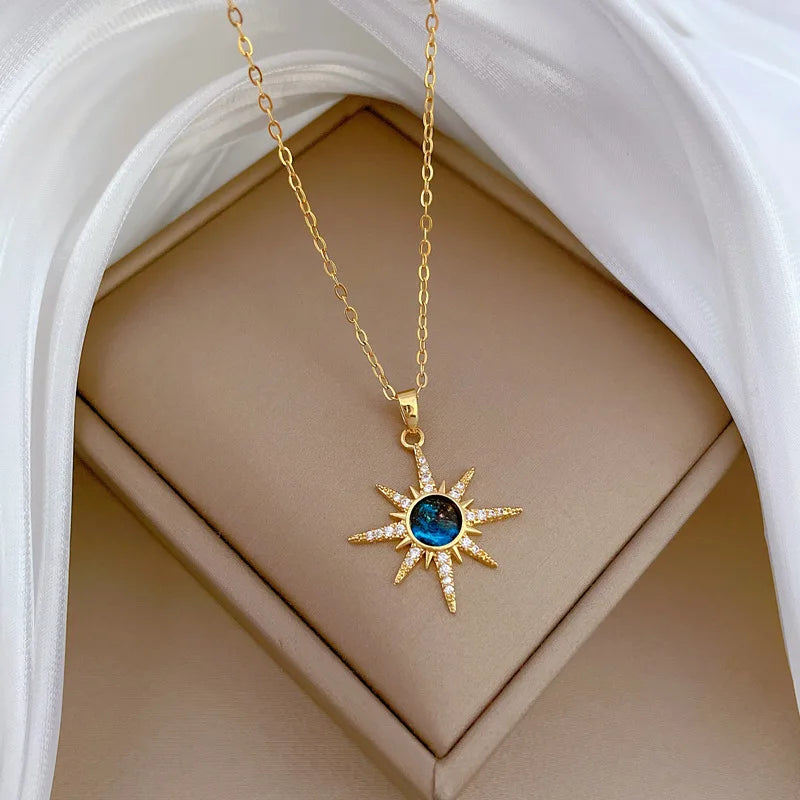 Exquisite Starry Planet Zircon Light Necklace: Luxurious, Versatile Stainless Steel Clavicle Chain for a Gorgeous, Temperament-Enhancing Look