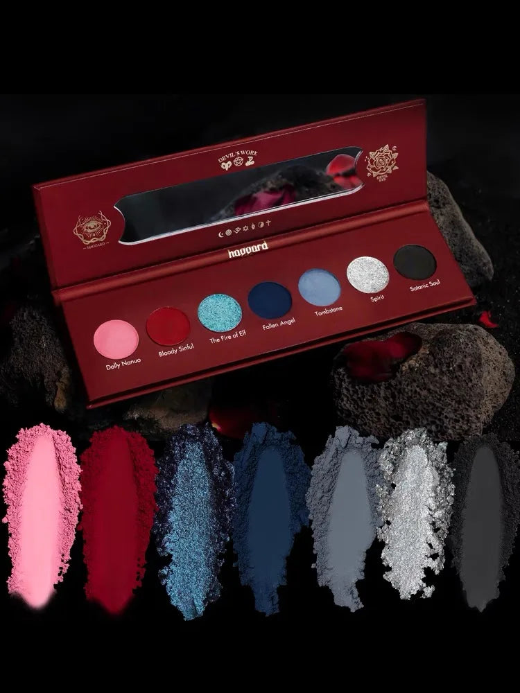 Haggard’s Daughter Of Satan’s Seven Color Eyeshadow Palette - 2023 New Dark Goth, Small Pearl Matte