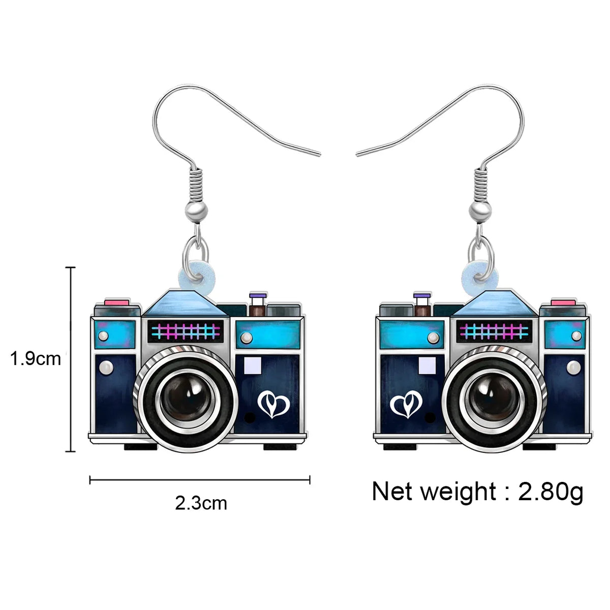 Acrylic Retro Box Camera Dangle Drop Earrings - Charm Jewelry Gifts for Women, Girls, Kids, and Friends Decorations