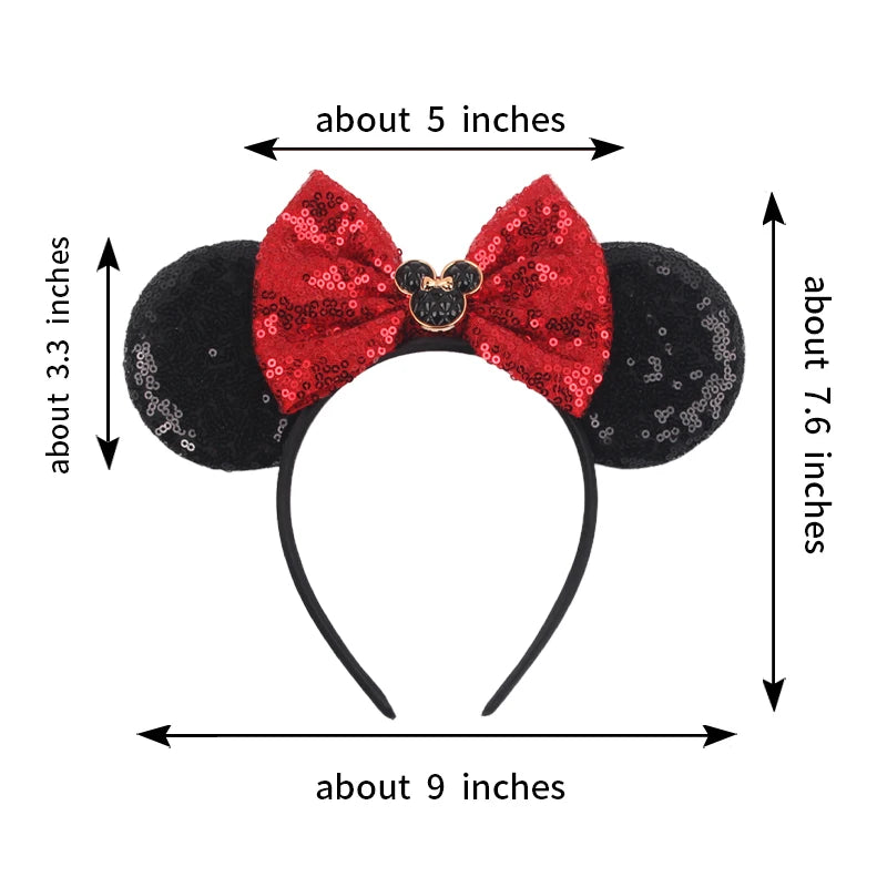 2024 New Halloween Mickey Mouse Ears Headbands Sequins Hair Bow Women Festival Party Cosplay Hairband Gift Kids Hair Accessories